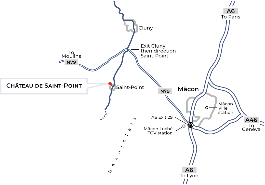 Location map of the castle of Saint Point
