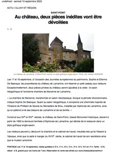 Article du Journal de Saône-et-Loire présentant les nouvelles acquisitions du château