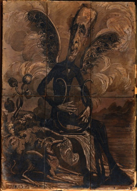 Le bois de gravure représentant une caricature de Lamartine