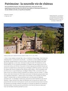 Article de La Tribune sur les propriétaires de châteaux et leur nouvelle vie