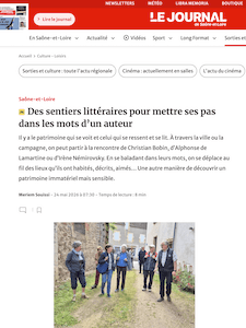 Article du Journal de Saône-et-Loire au sujet des sentiers littéraires dans le département